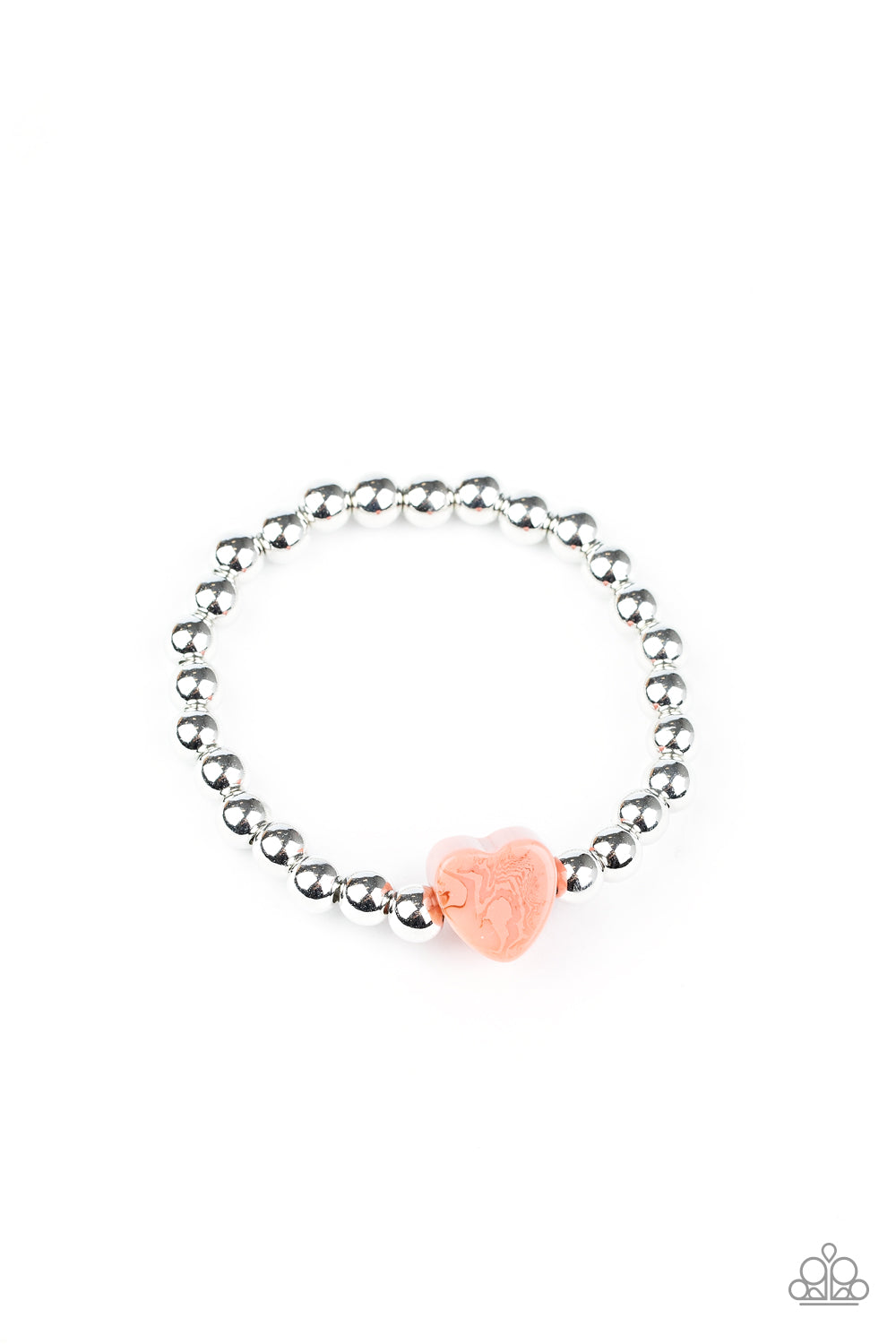 Starlet Shimmer Silver Bead Heart Stretch Bracelet